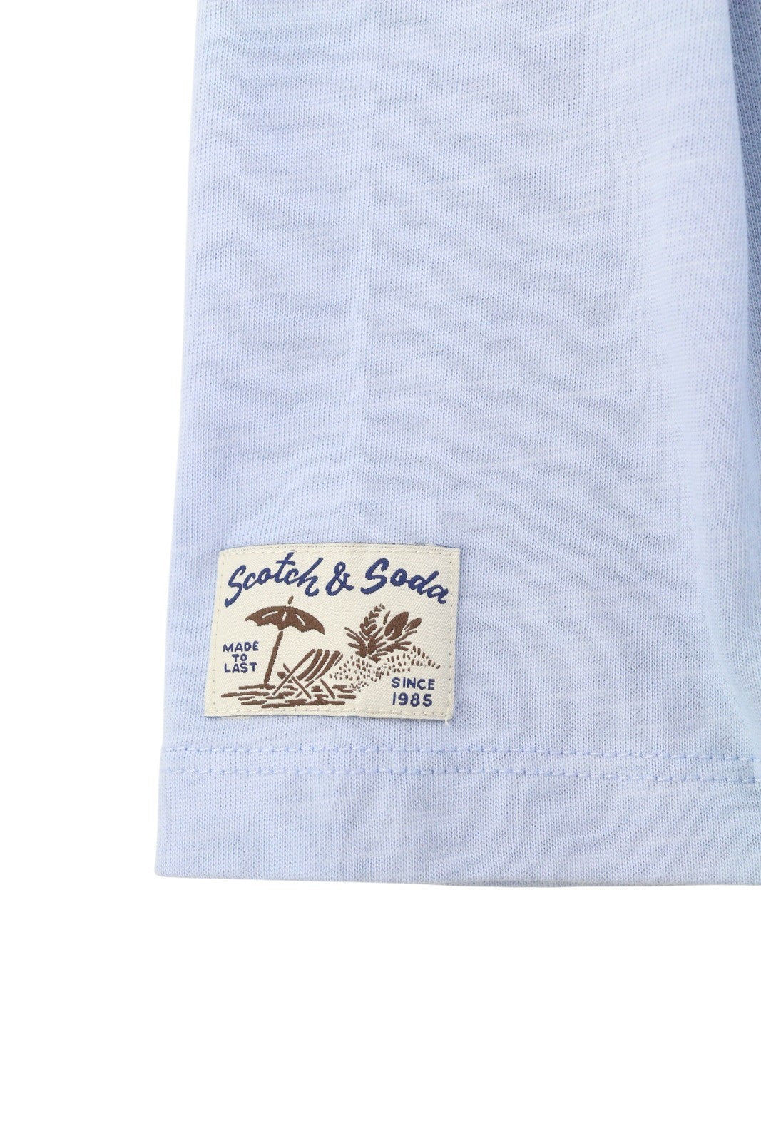SCOTCH & SODA Men T-Shirt M Blue Melange Cotton Embroidered Tricot Tee
