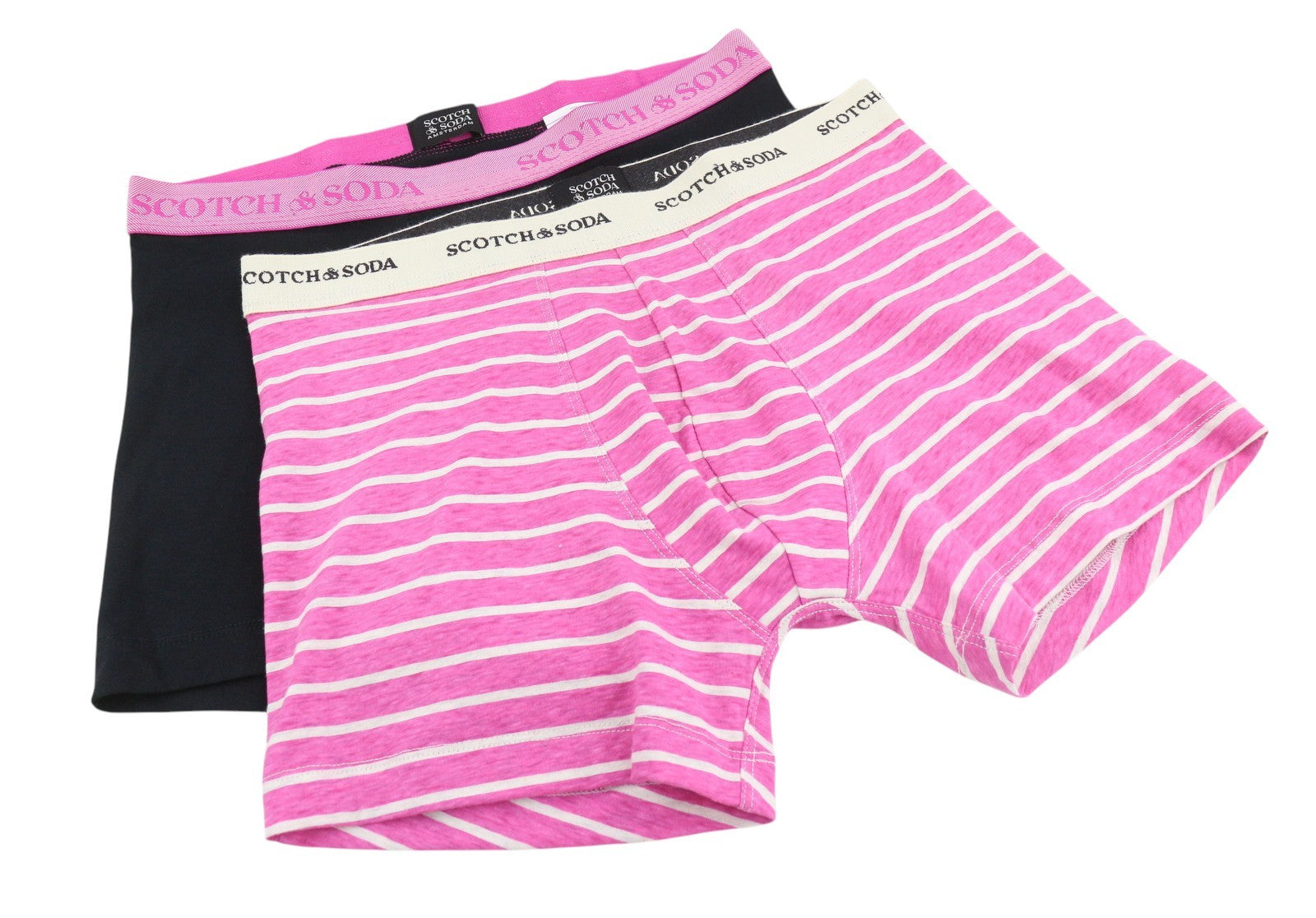 SCOTCH & SODA Men Underwear M Pink & Black Striped Shape Retaining 2 Boxers