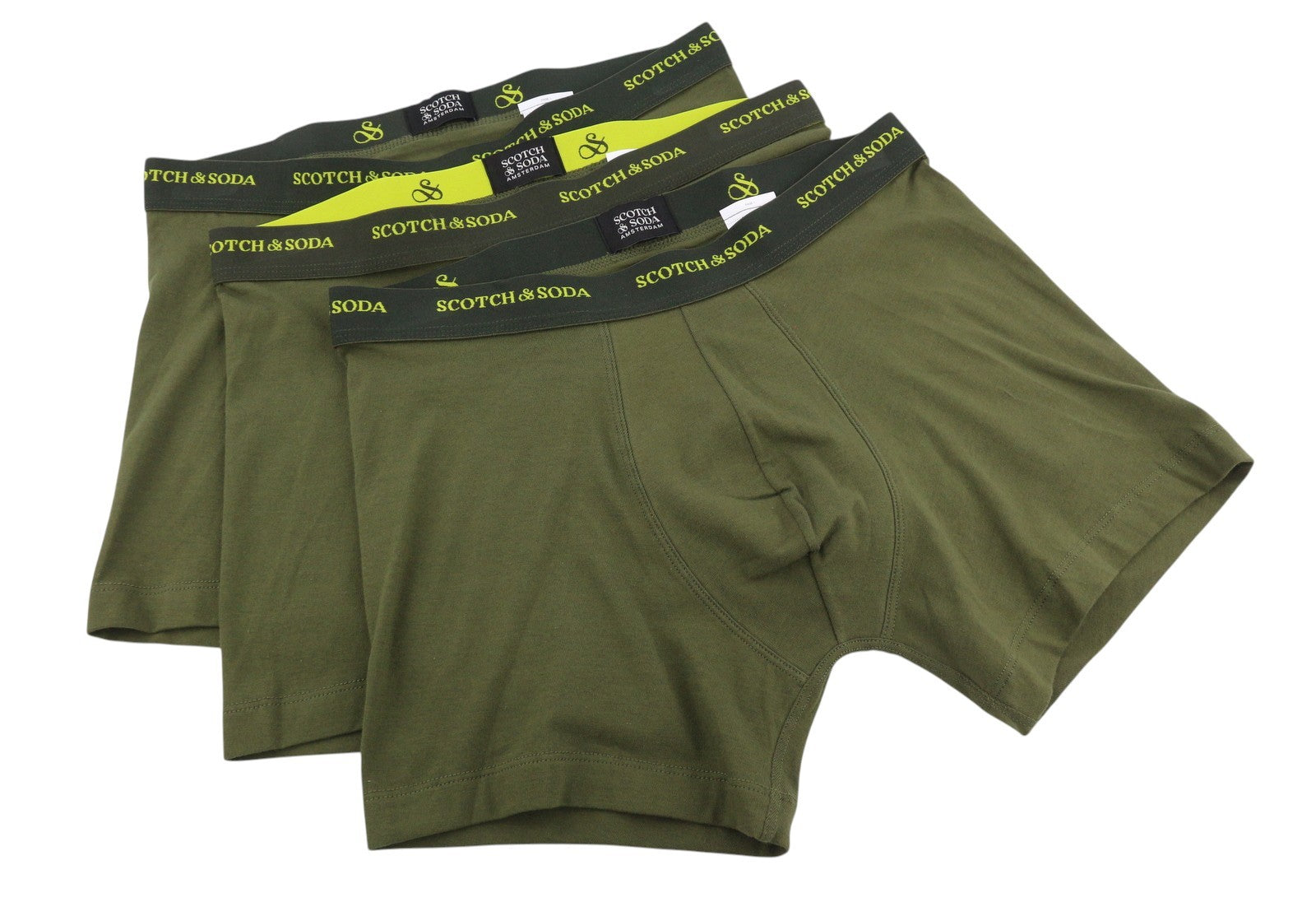 SCOTCH & SODA Men Underwear M Green Olive Super Soft Shape Retaining 3 Boxers