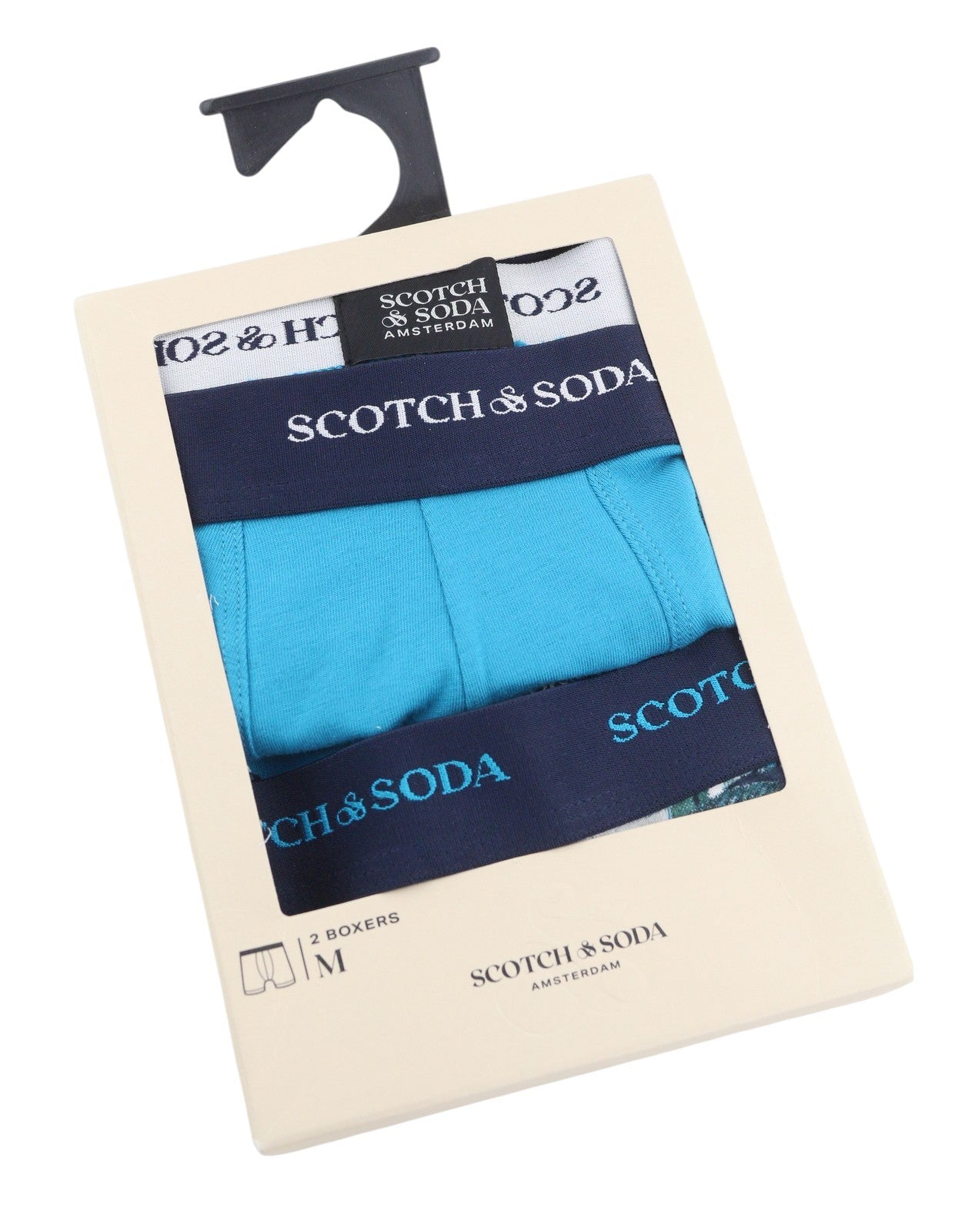 SCOTCH & SODA Men Underwear M Blue Palm Tree Print Shape Retaining 2 Boxers