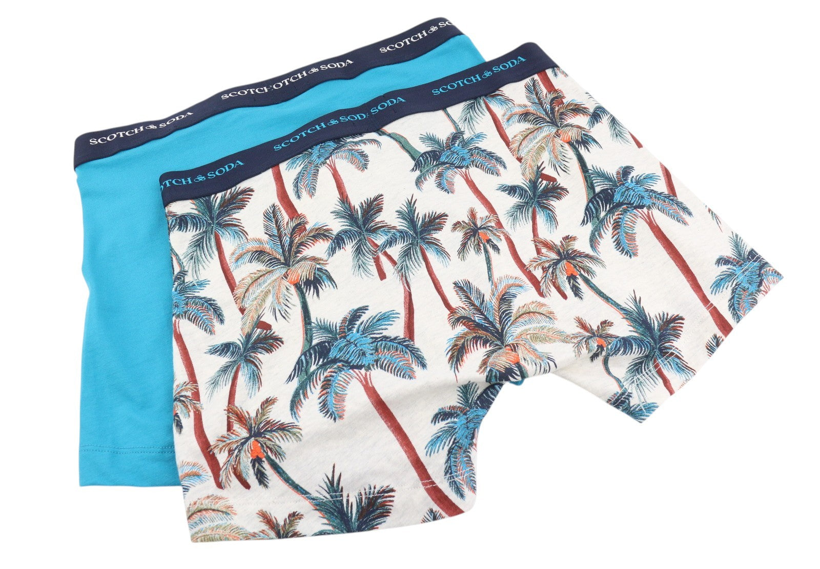 SCOTCH & SODA Men Underwear M Blue Palm Tree Print Shape Retaining 2 Boxers
