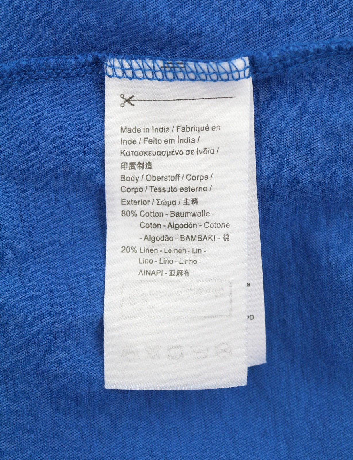 SCOTCH & SODA Men T-Shirt M Blue Linen Cotton Tricot Crew Neck Short Sleeve