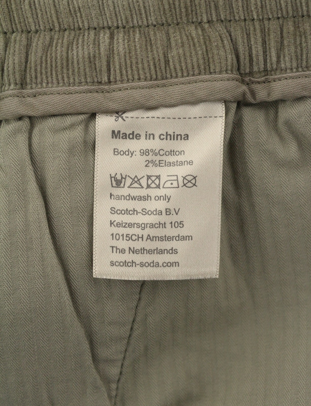 SCOTCH & SODA Men Shorts W33 Khaki Brown Corduroy Drawstring Casual