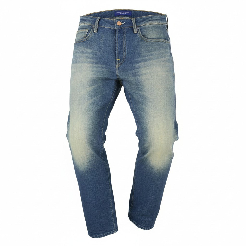 SCOTCH & SODA The Daze Men Jeans W31/L32 Blue Faded Whisker Straight Denim