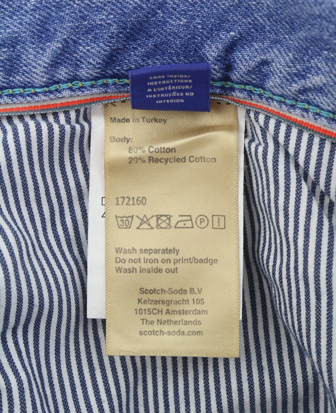 SCOTCH & SODA The Vert Men Jeans W32/L32 Blue Distressed Faded Straight Denim