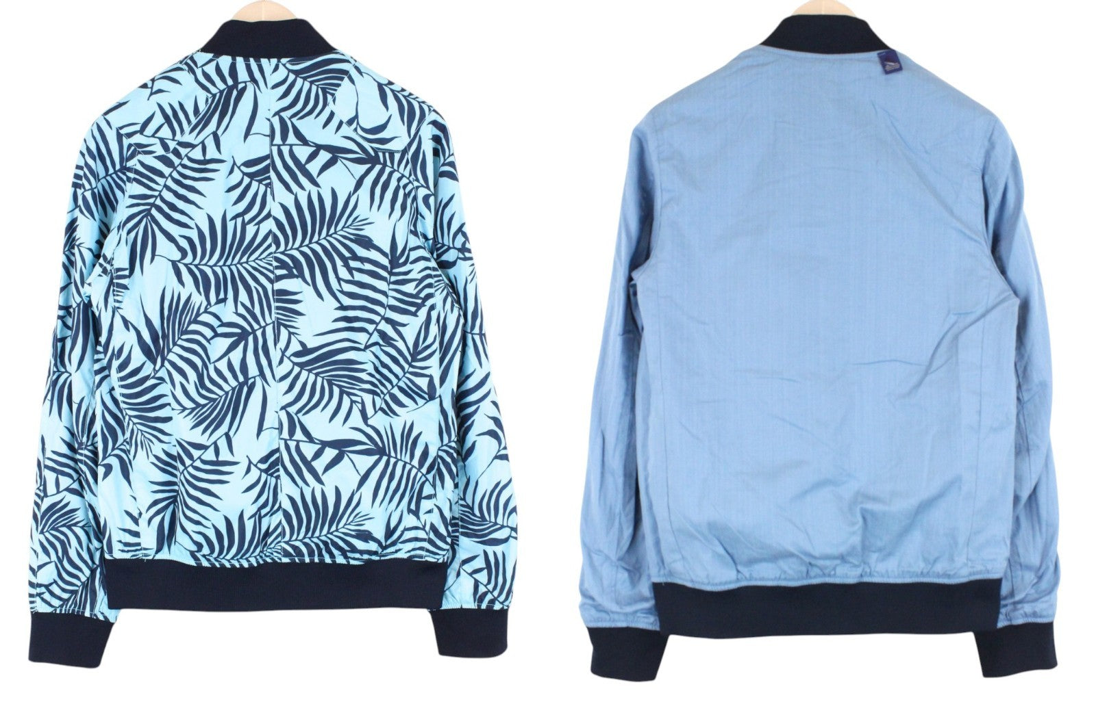 SCOTCH & SODA Ams Couture Men Jacket M Blue Reversible Cotton Linen Leaf