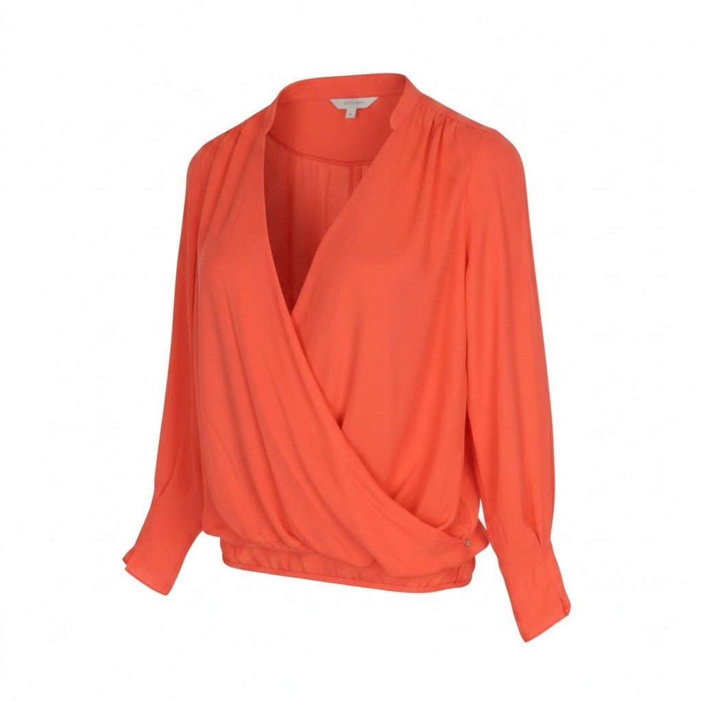 MAISON SCOTCH Women Blouse M Bright Orange Long Sleeved Wrappd V-Neck