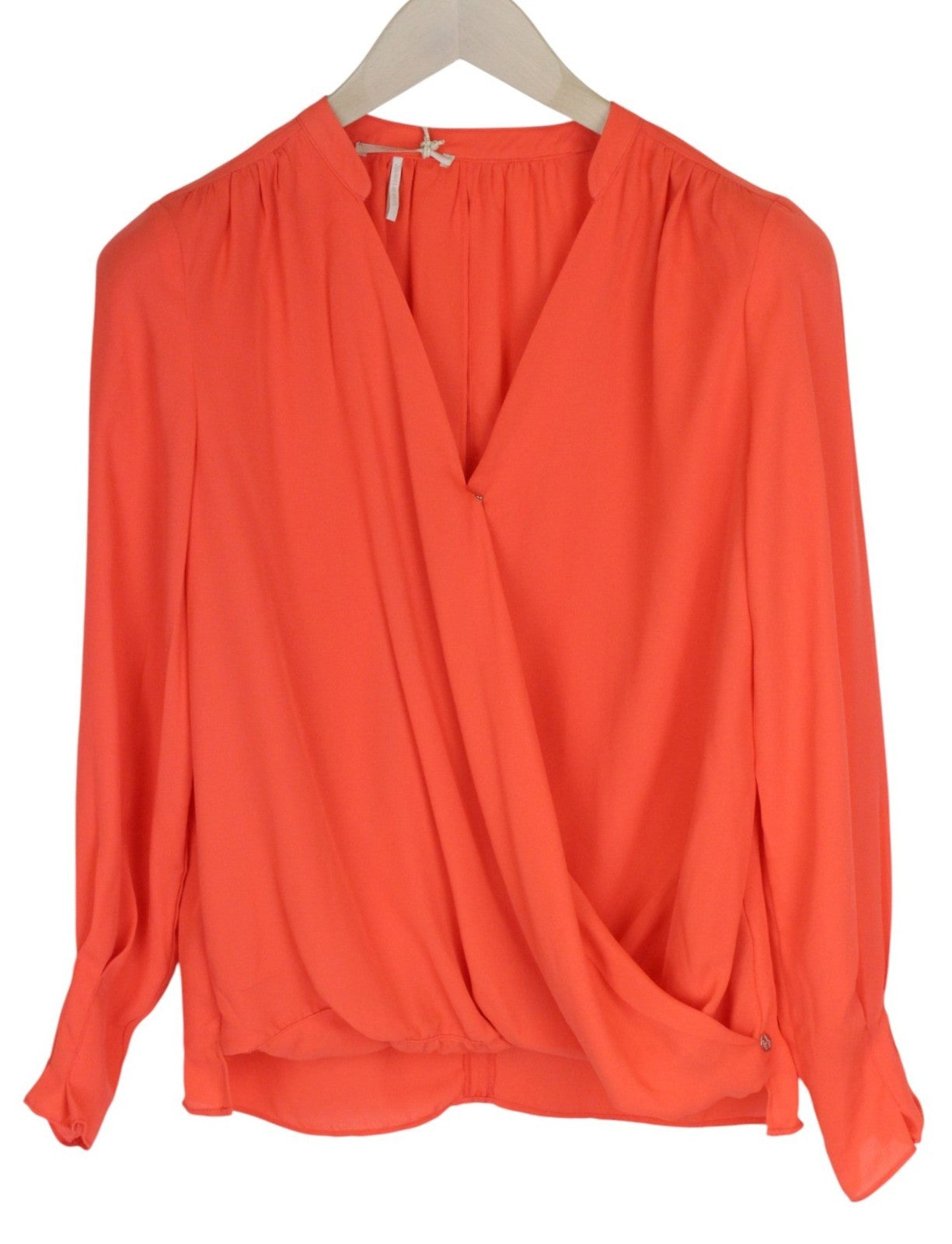 MAISON SCOTCH Women Blouse M Bright Orange Long Sleeved Wrappd V-Neck
