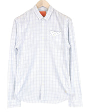 SCOTCH & SODA Men Shirt L Patch Pocket Button-Up Pure Cotton Checked Blue White