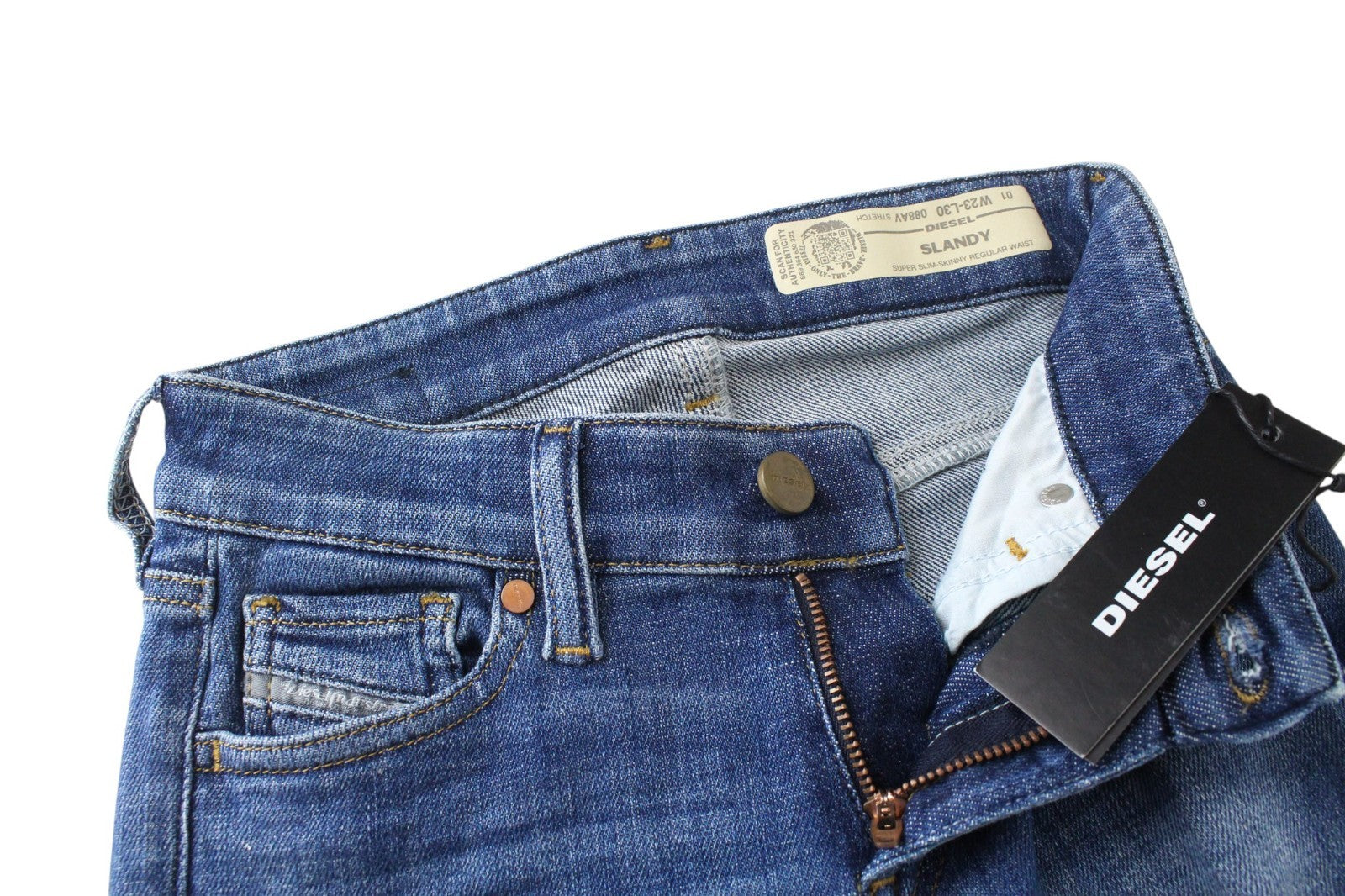 DIESEL Slandy 088AV Women Jeans W23/L30 Girls Super Slim-Skinny Stretch Blue
