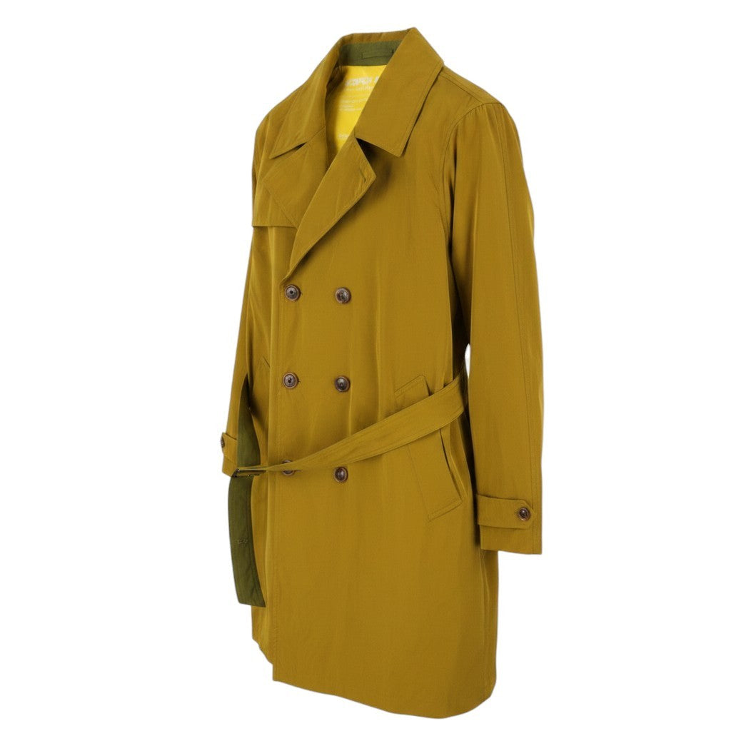 SCOTCH & SODA Men Coat M Khaki Double Breasted Notch Lapel Long Trench