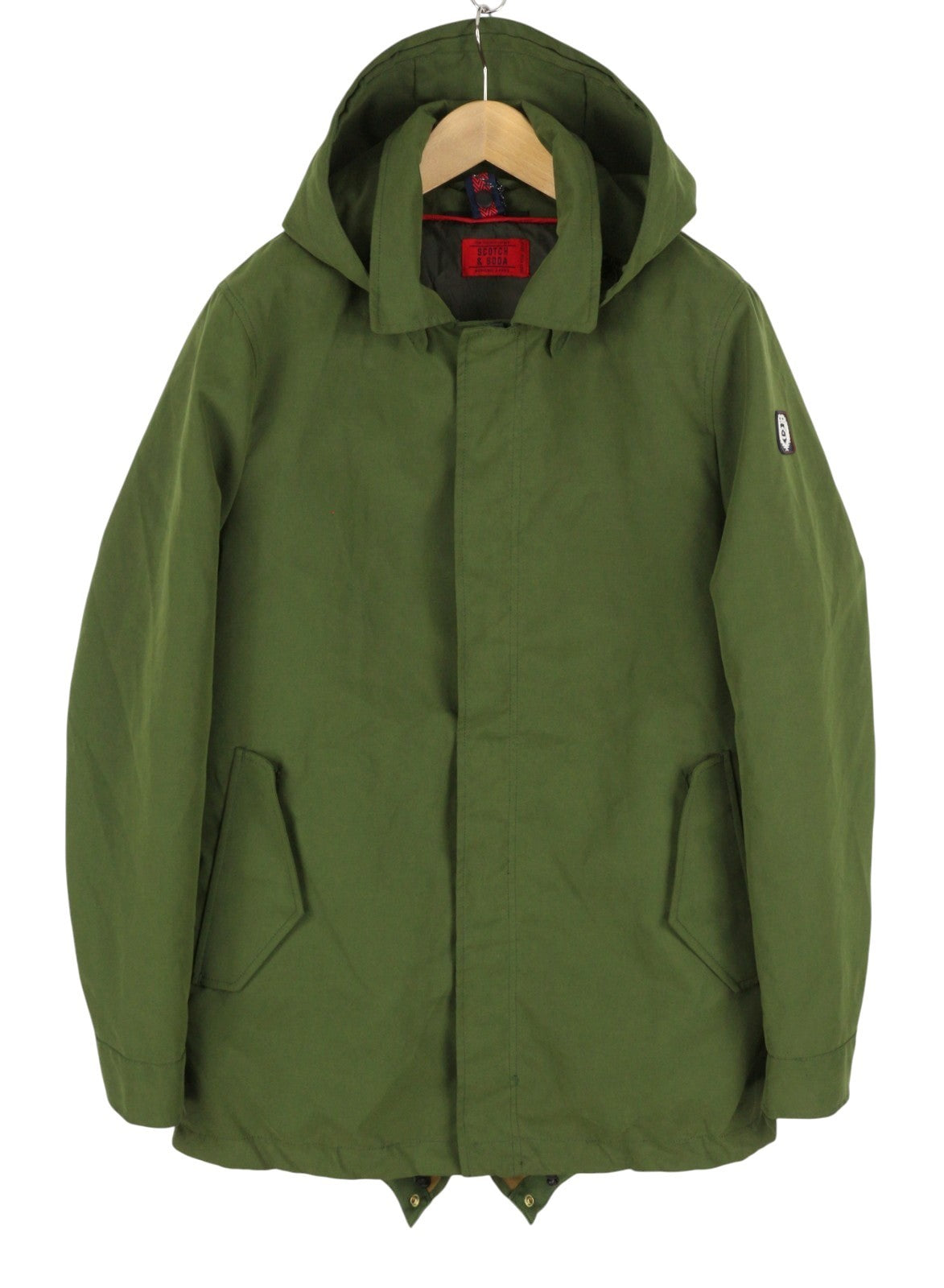 SCOTCH & SODA Men Jacket M Green Hooded Removable Lining 2in1 Parka