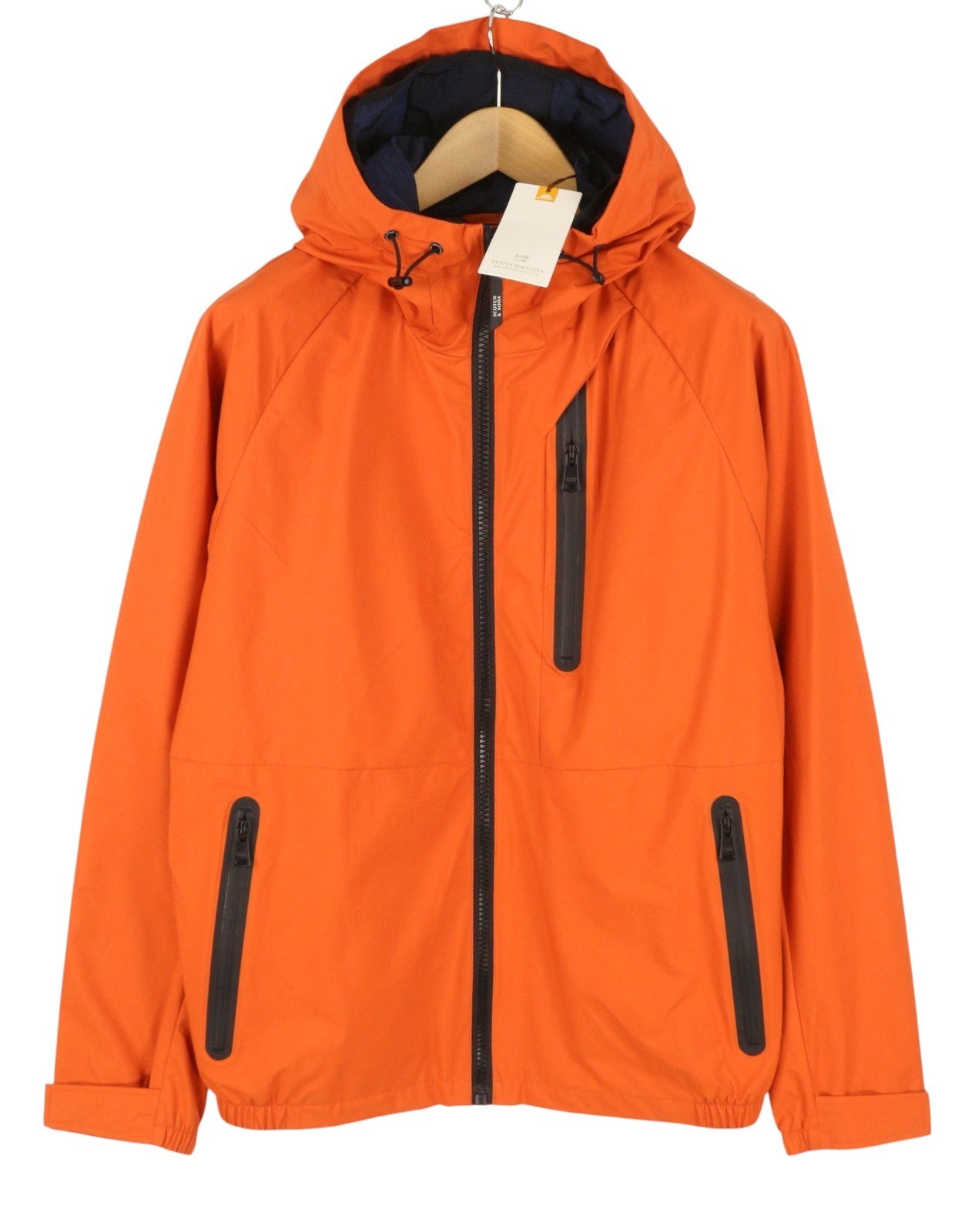 SCOTCH & SODA Men Jacket M Orange Double Hood Water Repellent Lightweight