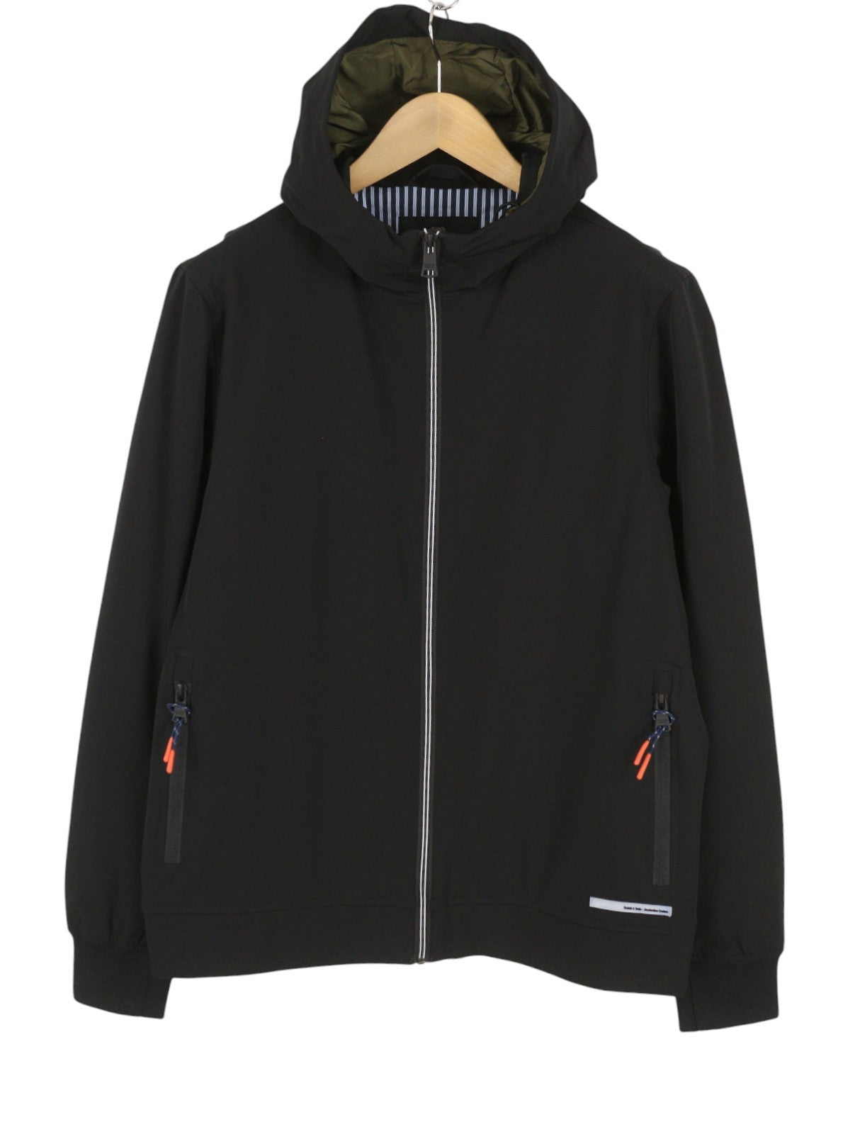 SCOTCH & SODA Men Jacket M Black Lined Hooded Full Zip Lightweight Bomber