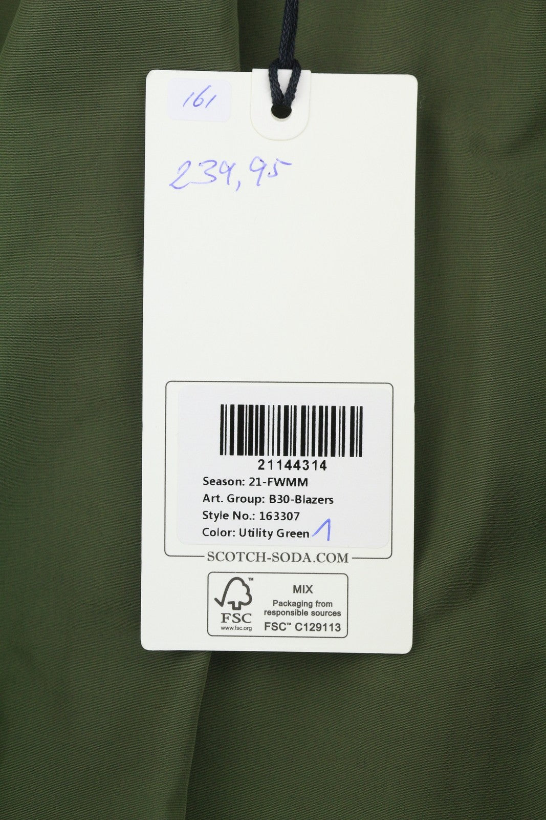 SCOTCH & SODA Men Blazer L Utility Green Patch Pockets Notch Single-Breasted