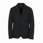 SCOTCH & SODA Men Blazer M Black Seersucker Textured Notch Single-Breasted