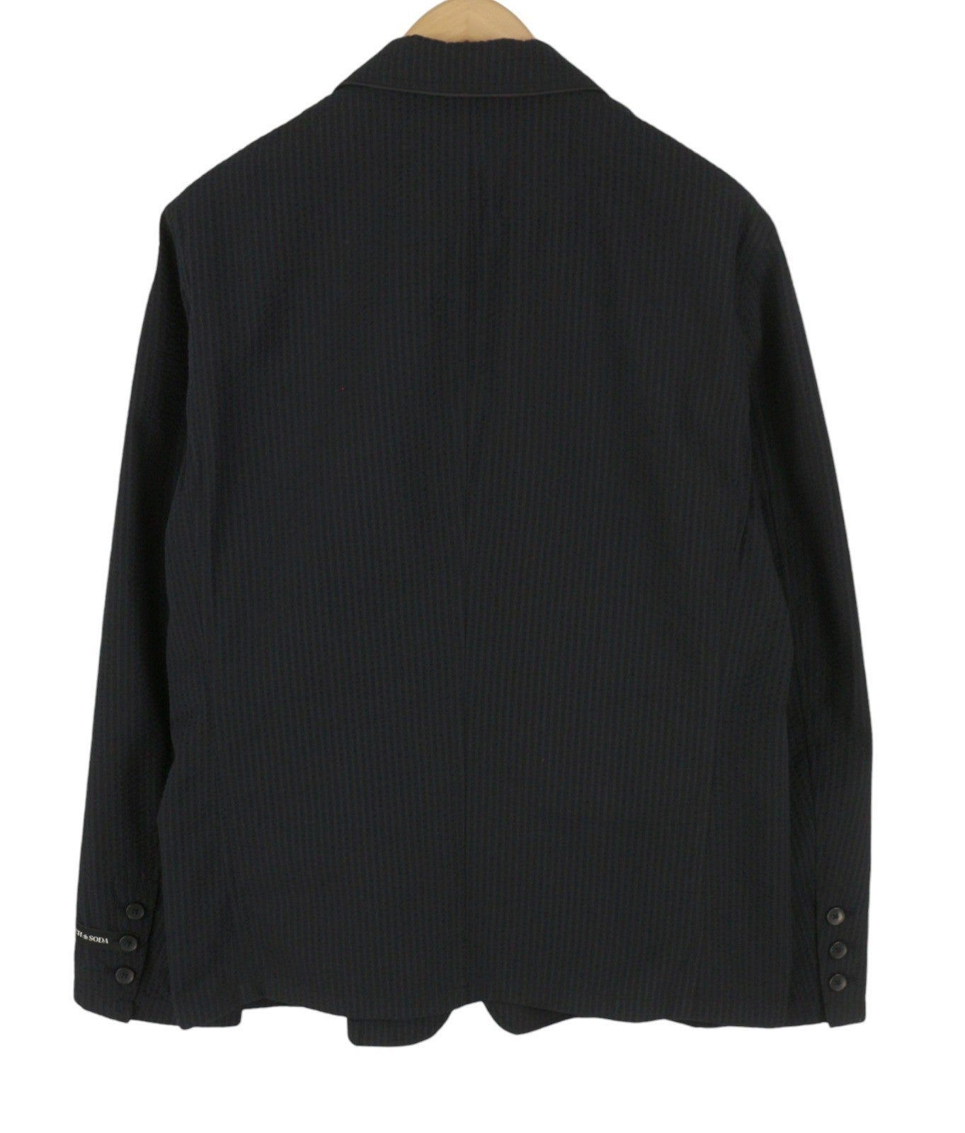 SCOTCH & SODA Men Blazer M Black Seersucker Textured Notch Single-Breasted