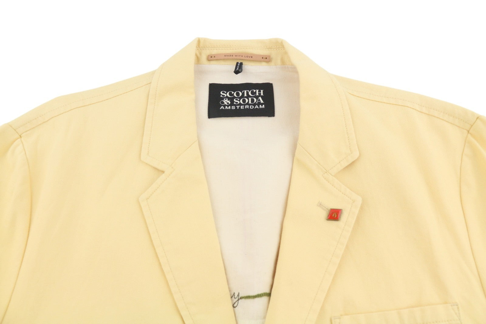 SCOTCH & SODA Men Blazer XL Yellow Half Lined Notch Lapel Single Breasted