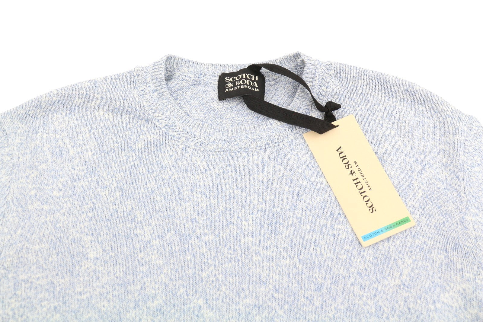 SCOTCH & SODA Men Jumper M Blue Melange Tight Knit Crew Neck Pull On