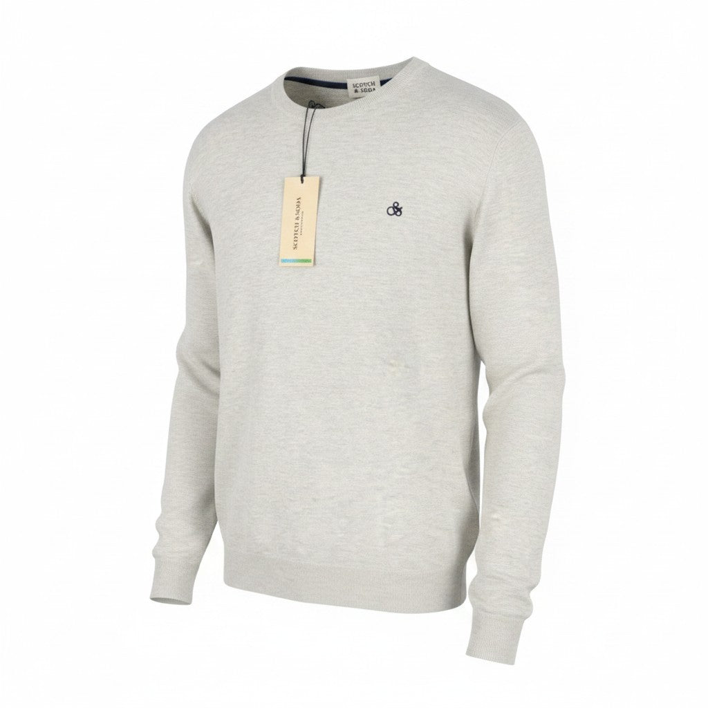 SCOTCH & SODA Men Jumper M Grey Melange Tight Knit Crew Neck Pull On