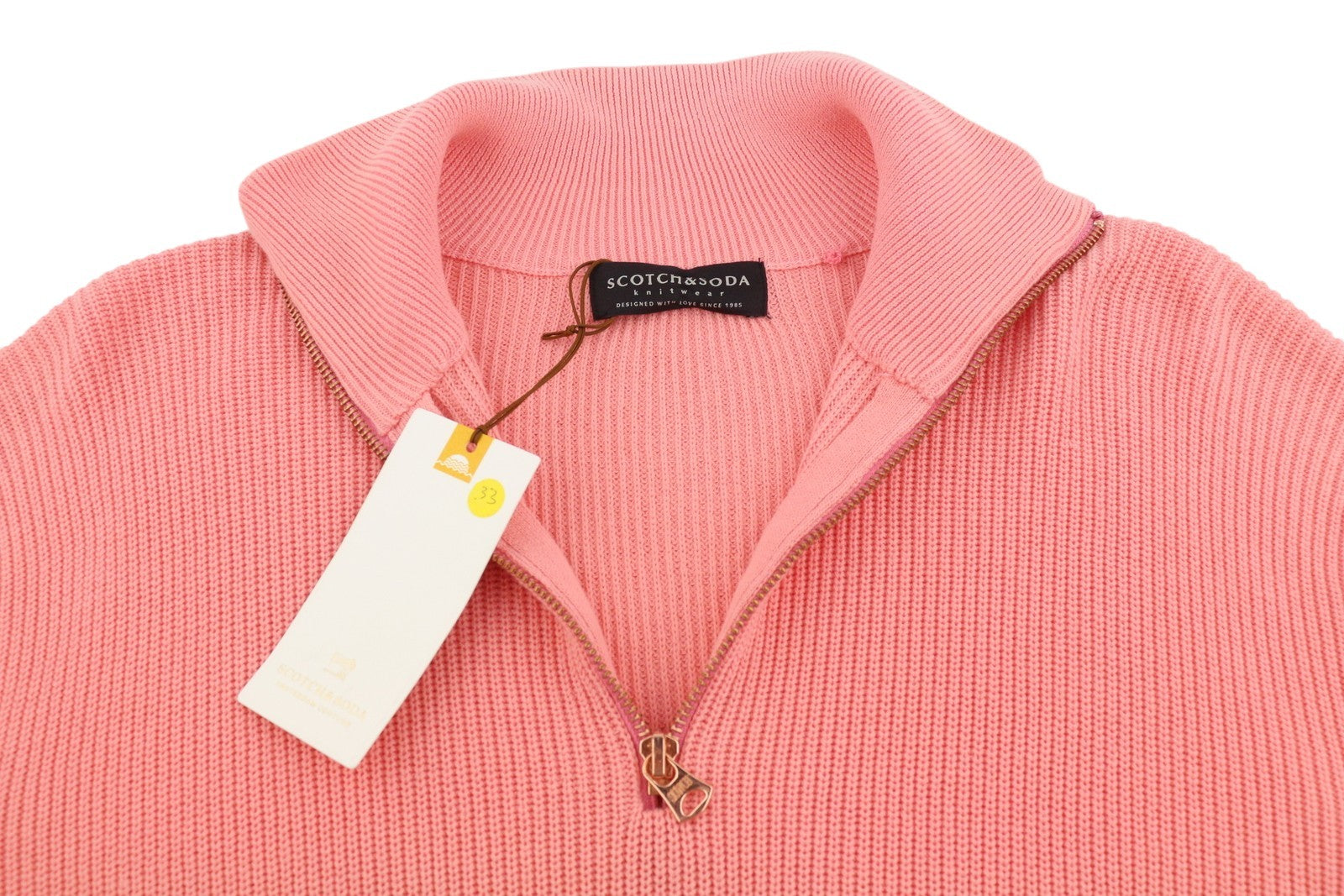 SCOTCH & SODA Men Jumper L Dip-Dyed Half Zip Ribbed Cotton Pull On