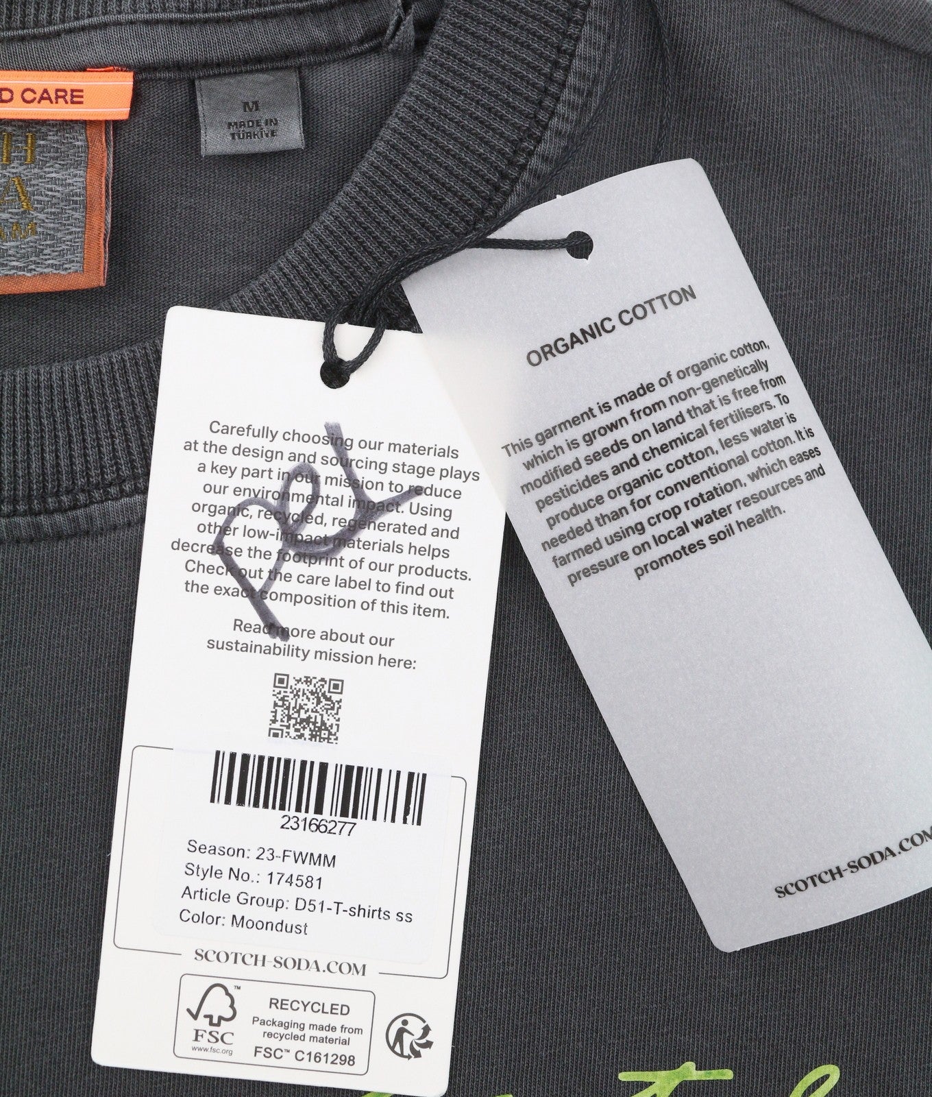 SCOTCH & SODA Men T-Shirt M Dark Grey Patterned Crew Neck Short Sleeve