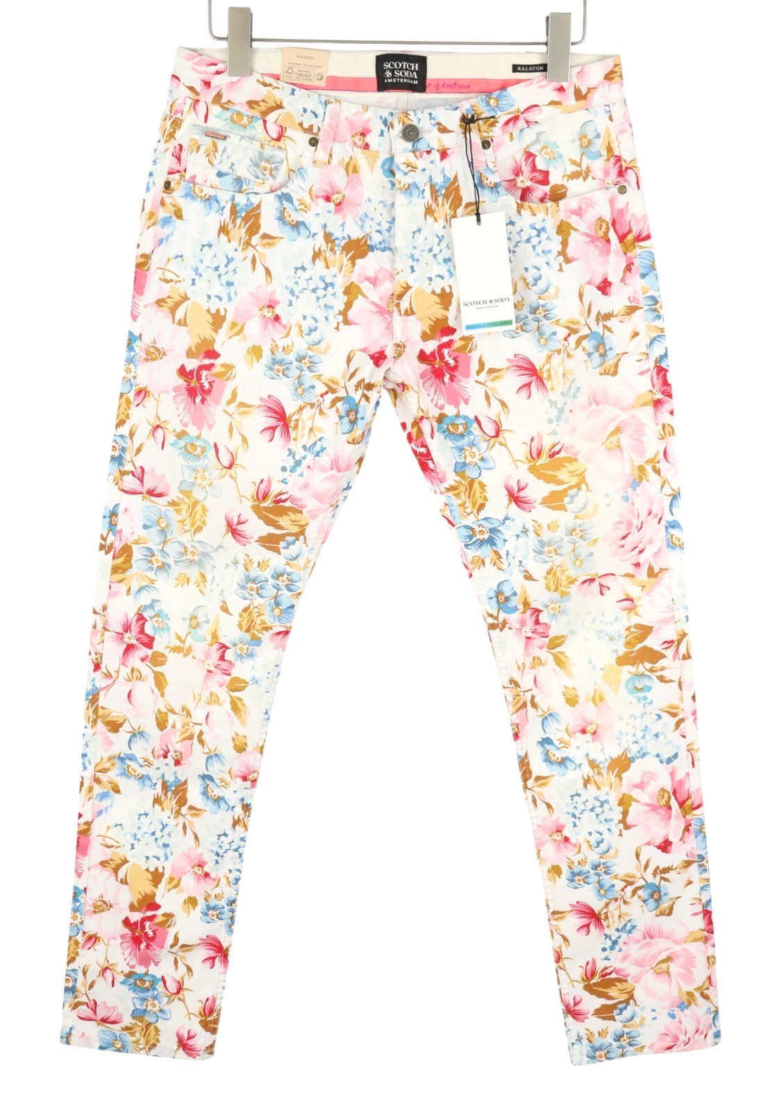 SCOTCH & SODA Ralston Men Trousers W32/L32 Colourful Floral Print Regular Slim