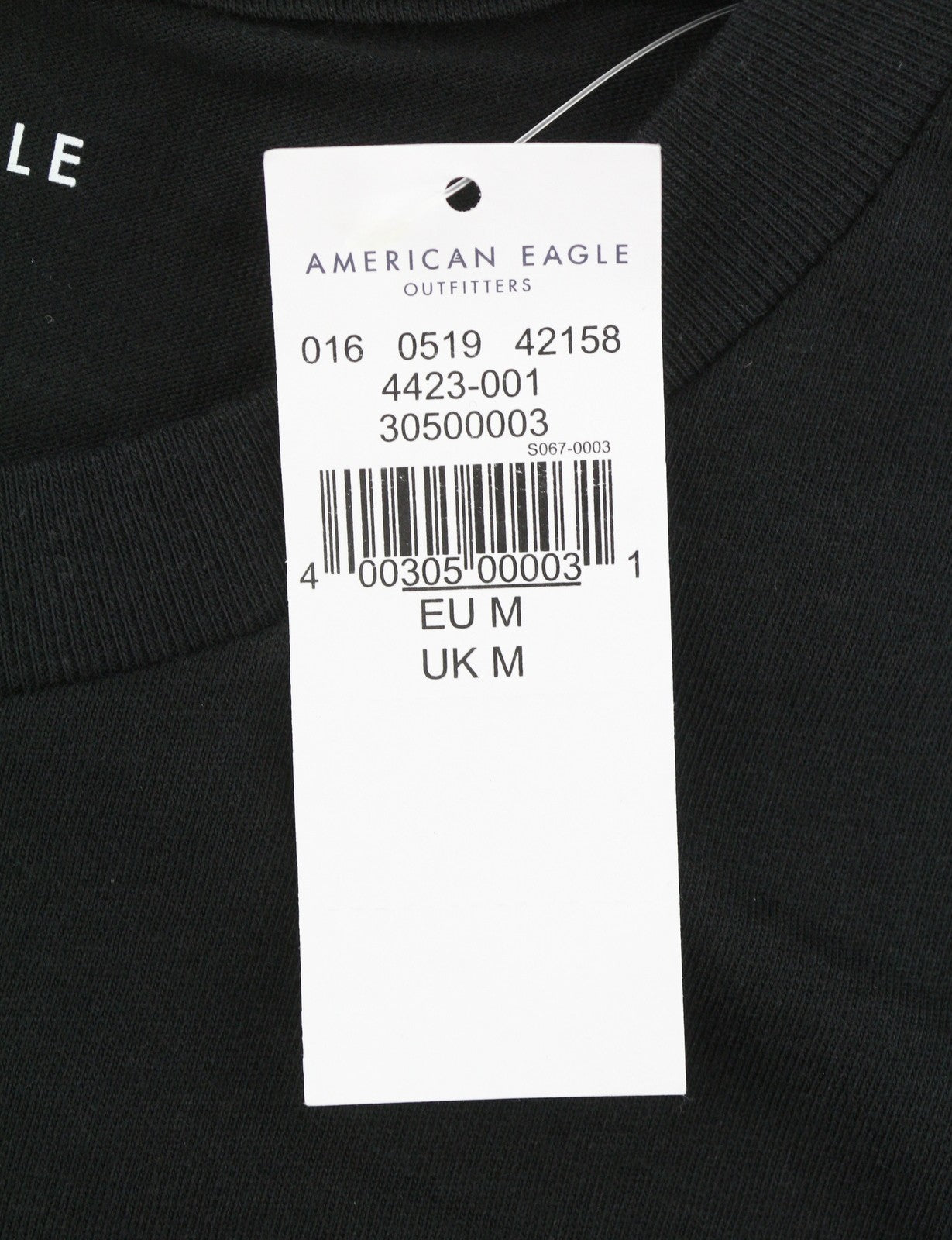 AMERICAN EAGLE OUTFITTERS Men T-Shirt M Black Patterned Crew Tricot Short Sleeve