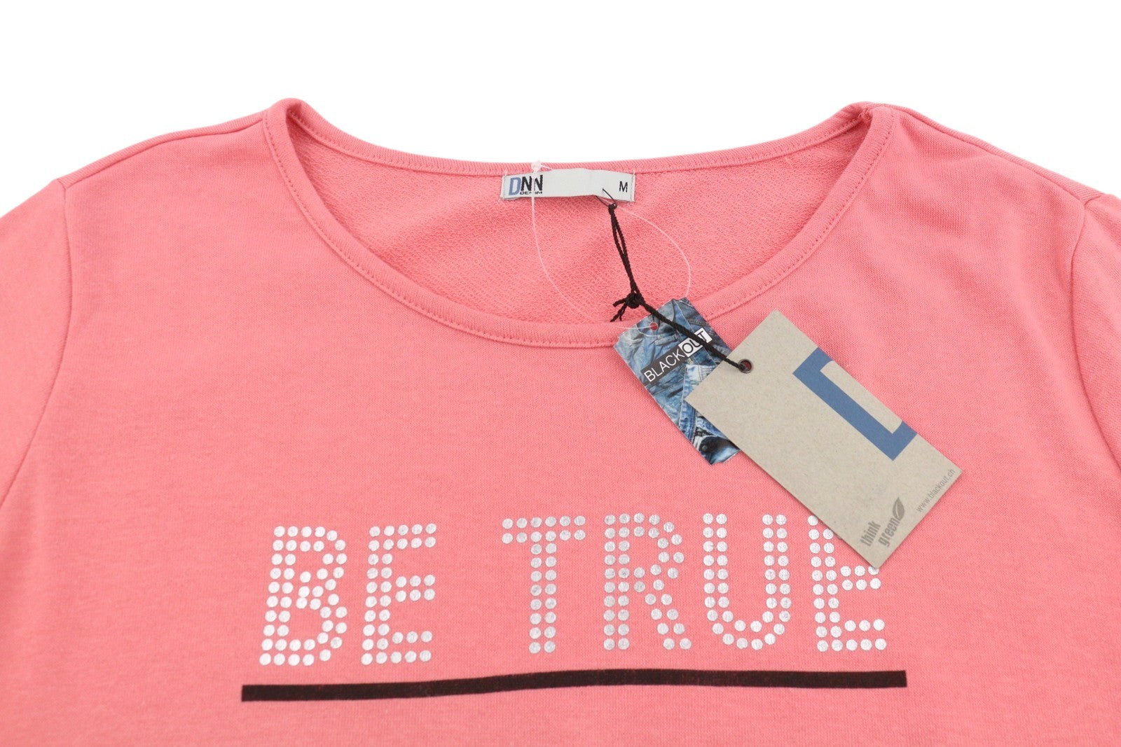 BLACKOUT DNN Marina Women Sweatshirt M Pink Patterned Round Neck Pull On