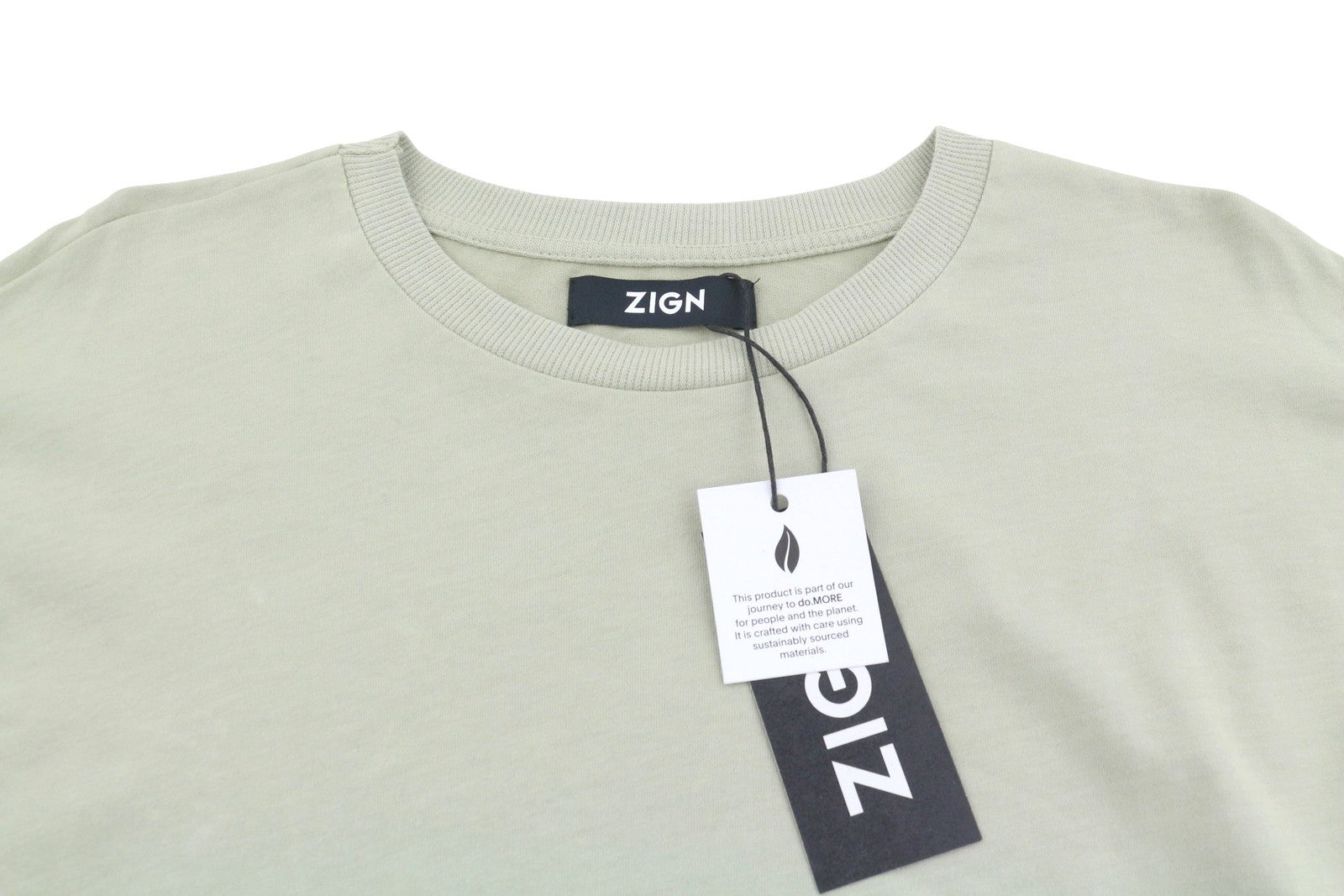 ZIGN Women Sweatshirt L Light Green Crew Neck Cropped Pull On