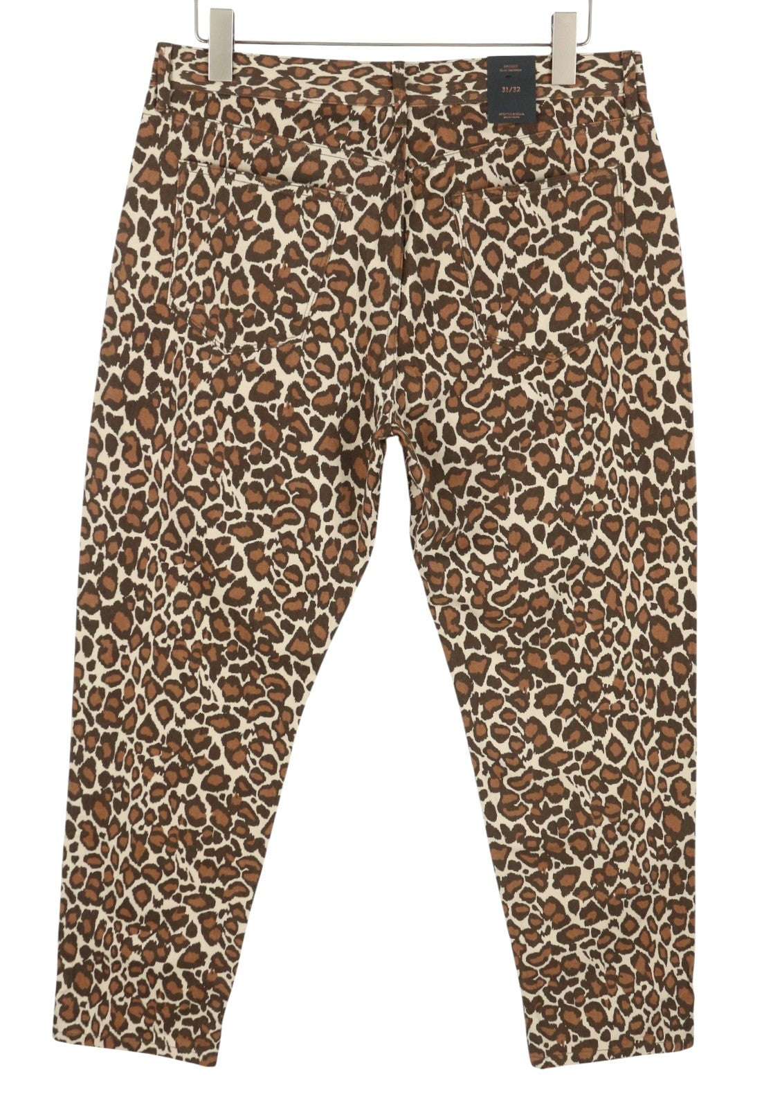 MAISON SCOTCH Bradit Women Trousers W31/L32 Brown Leopard Print Slim Tapered Fit