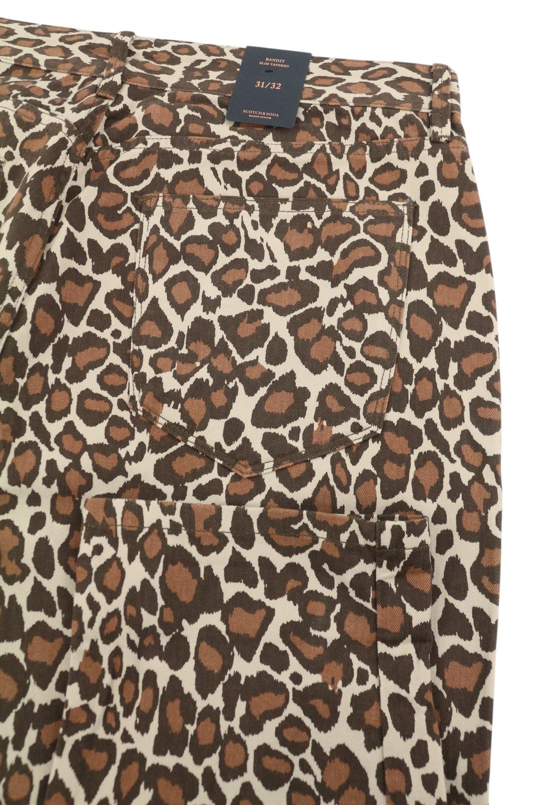 MAISON SCOTCH Bradit Women Trousers W31/L32 Brown Leopard Print Slim Tapered Fit