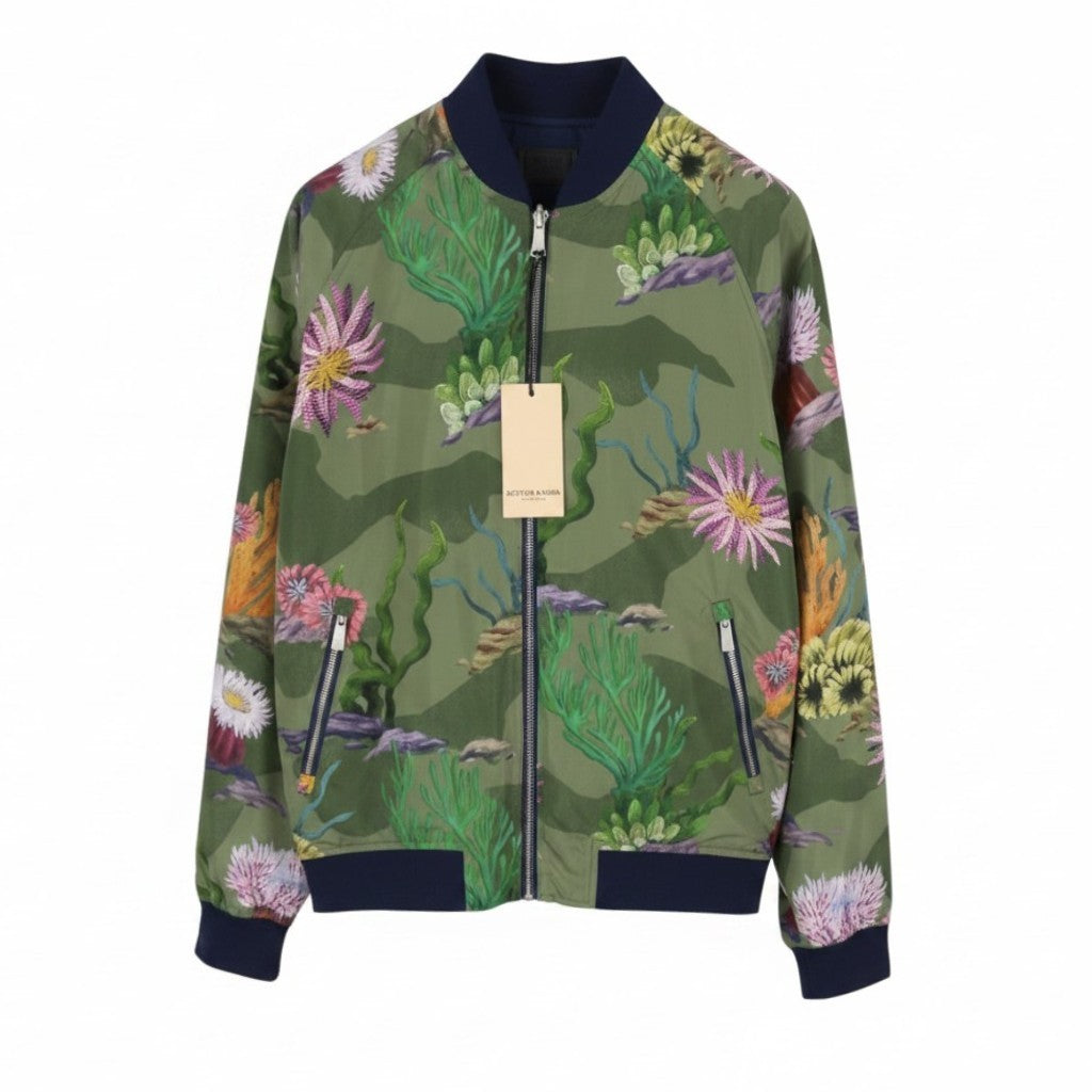 SCOTCH & SODA Men Jacket M Patterned Reversible Full Zip Lightweight Bomber