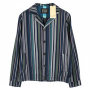 SCOTCH & SODA Men Jacket M Blue Pinstriped Button-Up Notch Neck Lightweight