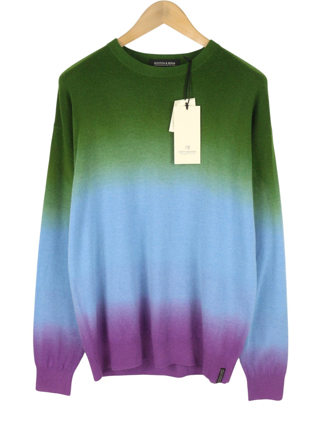SCOTCH & SODA Men Jumper L Colourful Wool Blend Tight Knit Crew Neck Pull On