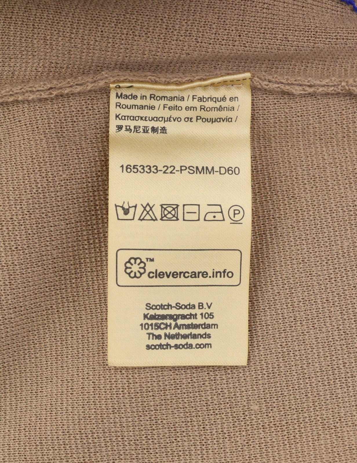 SCOTCH & SODA Men Jumper M Brown Leather Shoulder Patches Knitted Pull On