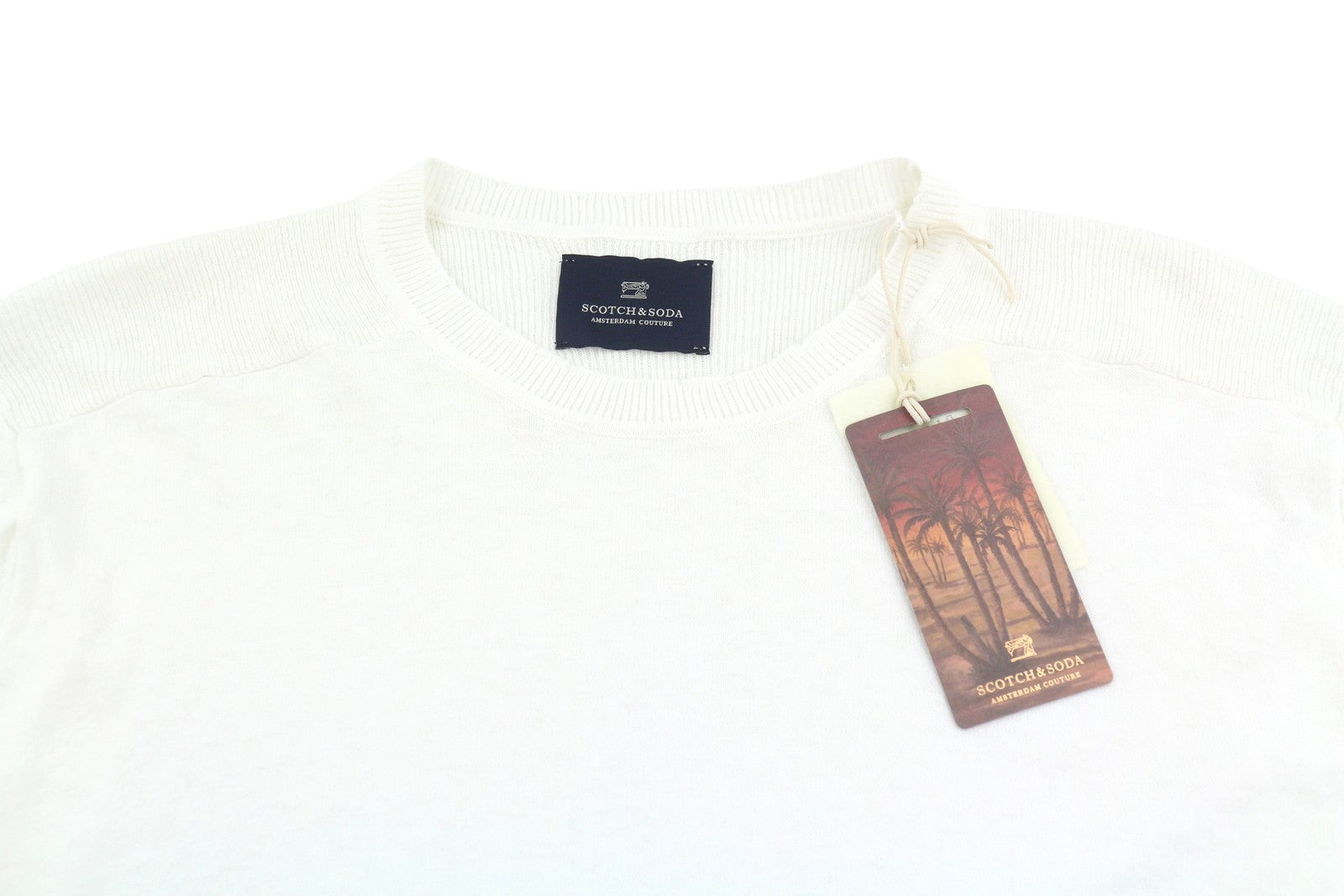 SCOTCH & SODA Men Jumper M White Cashmere Blend Striped Crew Neck Pull On