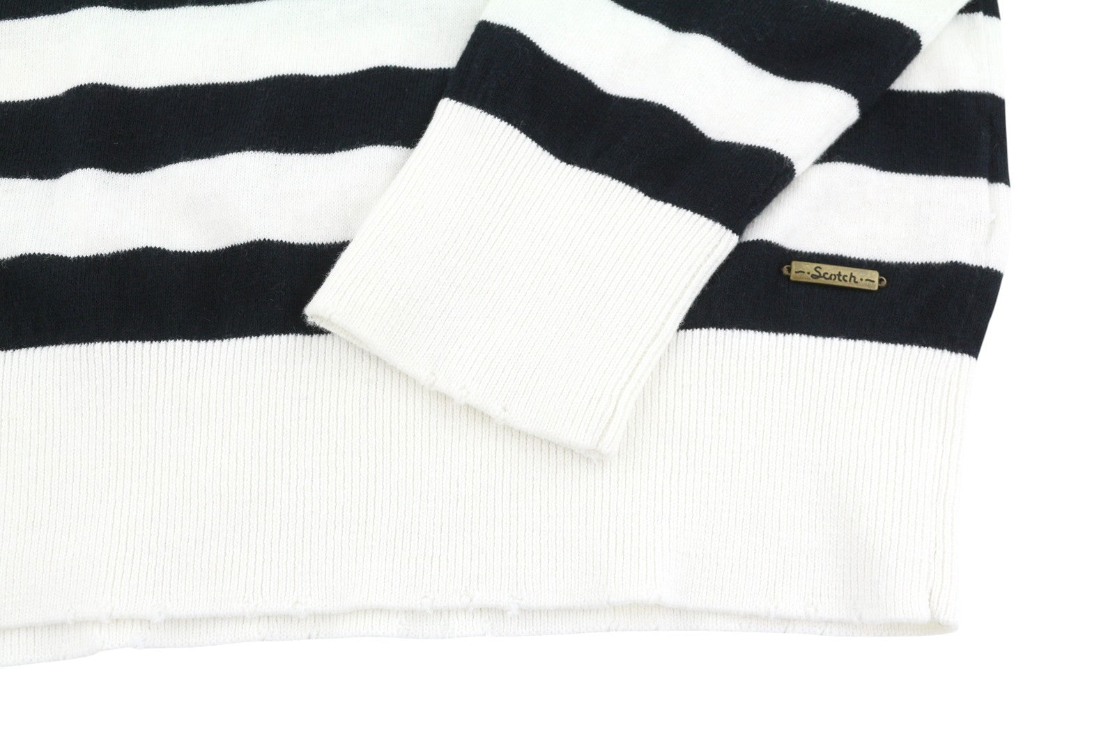 SCOTCH & SODA Men Jumper M White Cashmere Blend Striped Crew Neck Pull On