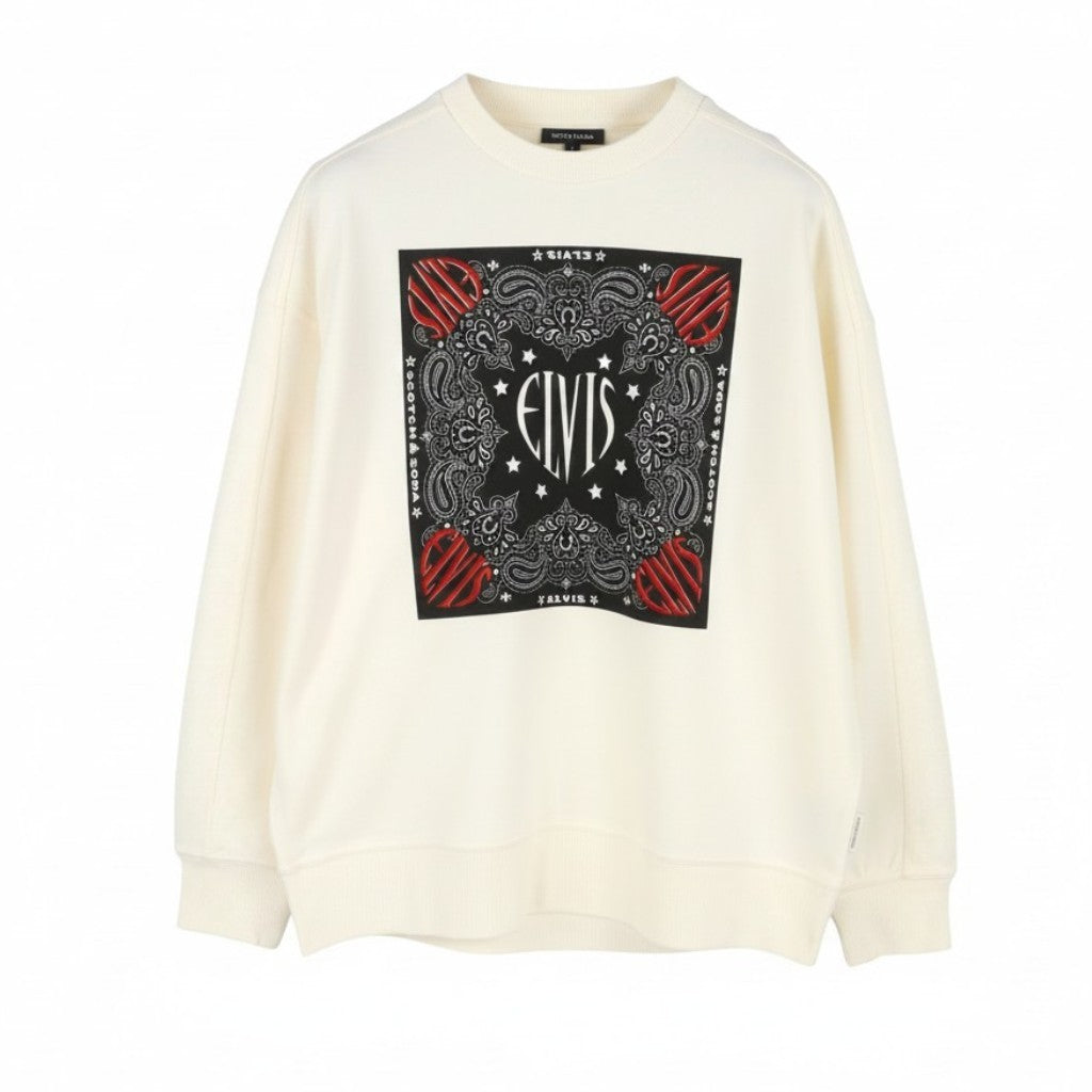 SCOTCH & SODA Elvis Men Sweatshirt L Unisex Crew Patterned Oversized Pull On