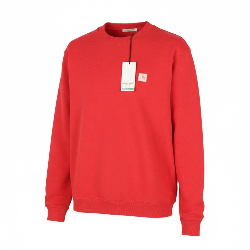 SCOTCH & SODA Men Sweatshirt M Red Organic Cotton Crew Neck Pull On