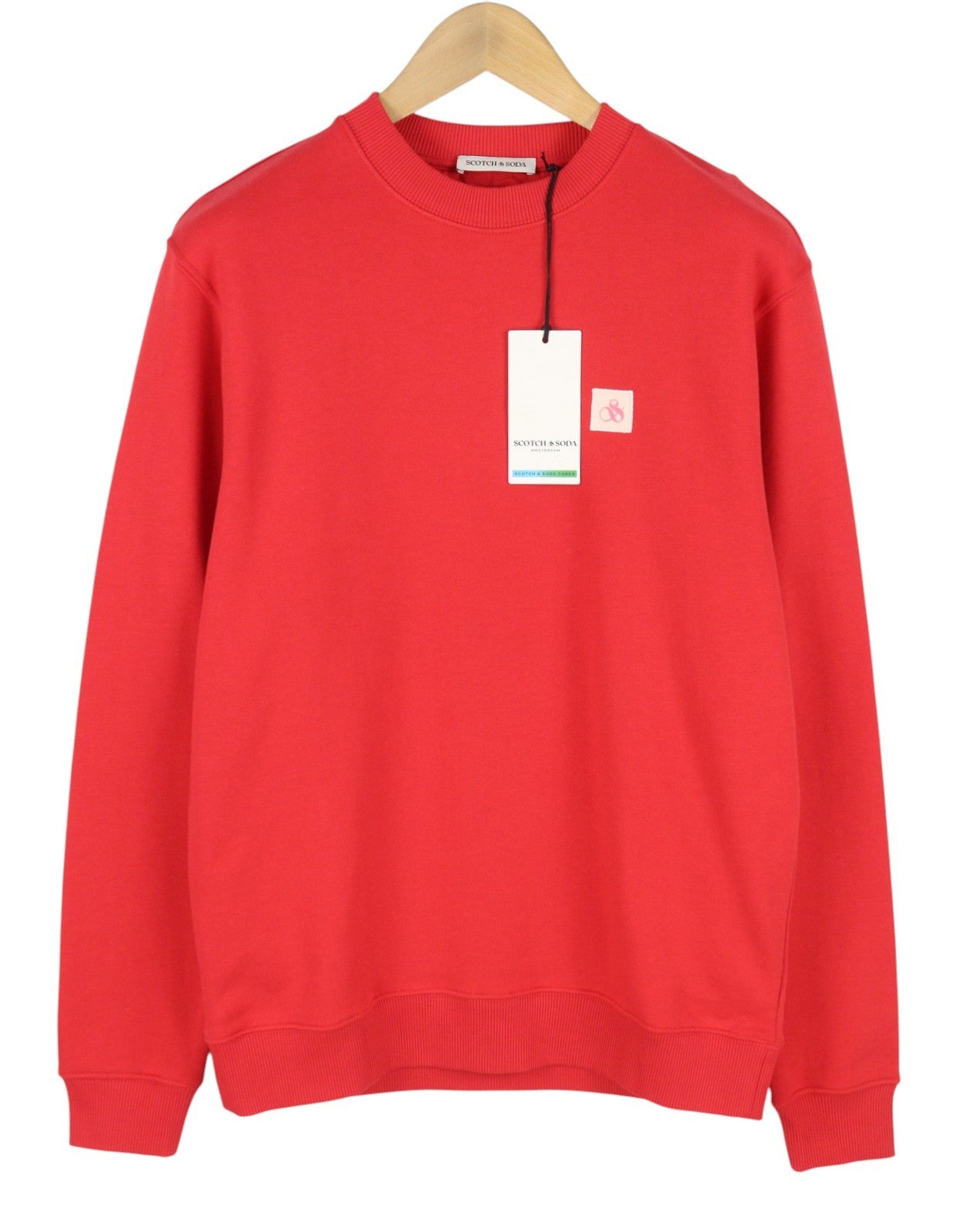 SCOTCH & SODA Men Sweatshirt M Red Organic Cotton Crew Neck Pull On