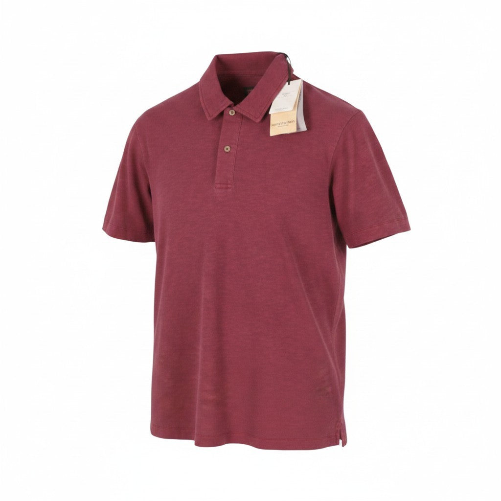 SCOTCH & SODA Men Polos M Burgundy Garment Dye Melange Short Sleeve T-Shirt