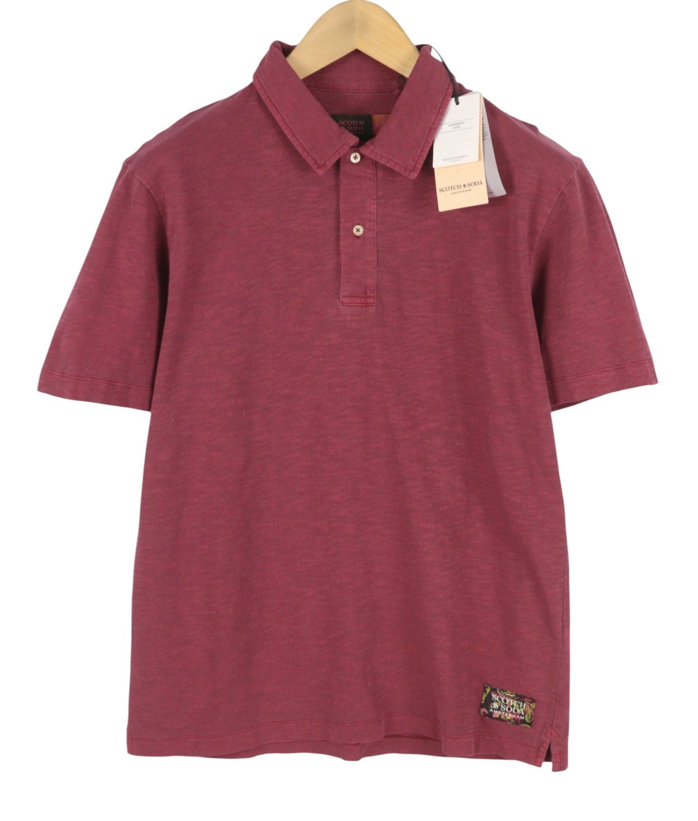 SCOTCH & SODA Men Polos M Burgundy Garment Dye Melange Short Sleeve T-Shirt