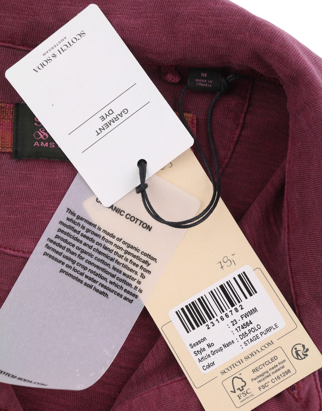 SCOTCH & SODA Men Polos M Burgundy Garment Dye Melange Short Sleeve T-Shirt