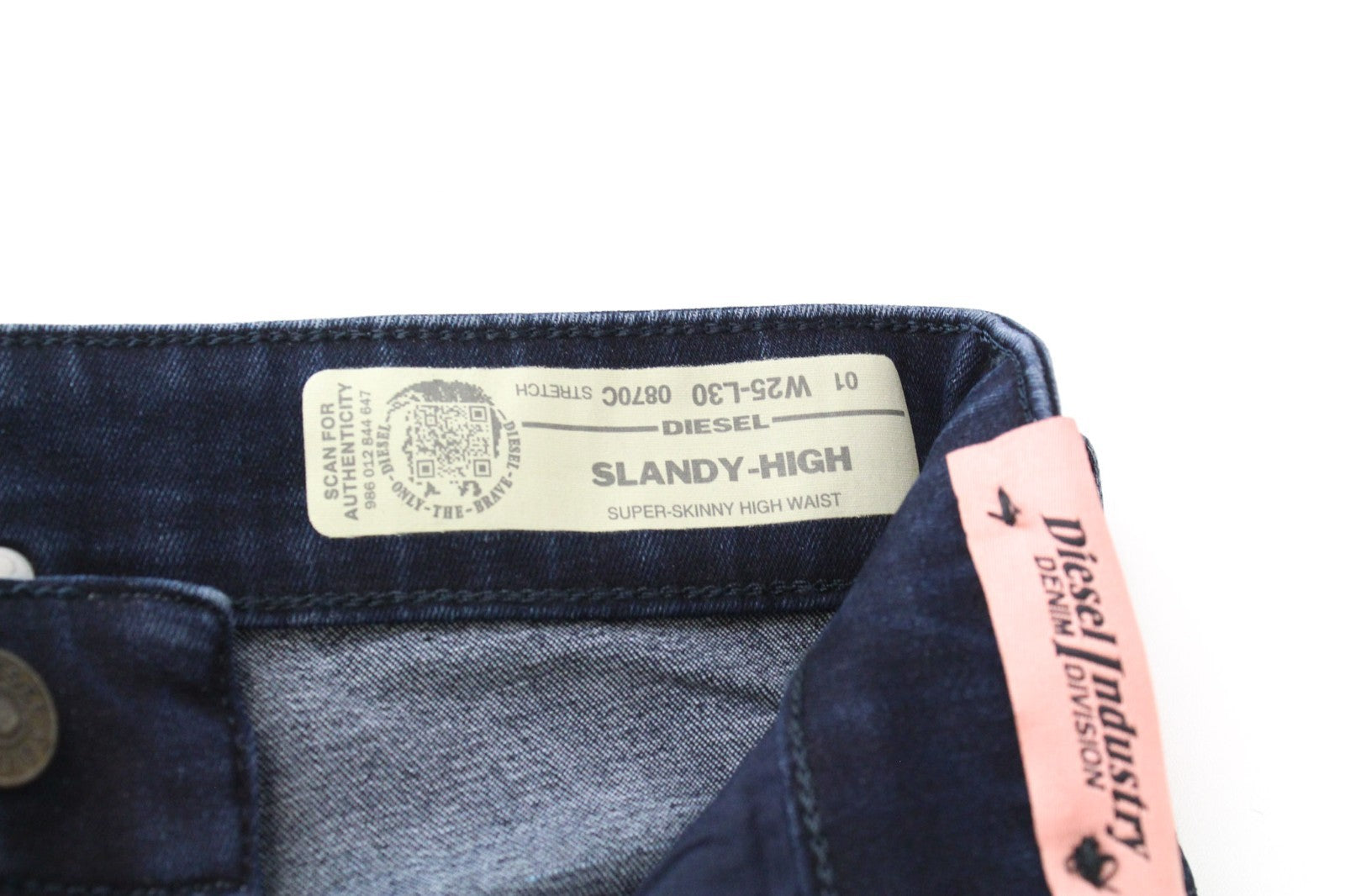DIESEL Slandy-High 0870C Women Jeans W25/L30 Super-Skinny Blue Cotton Stretch