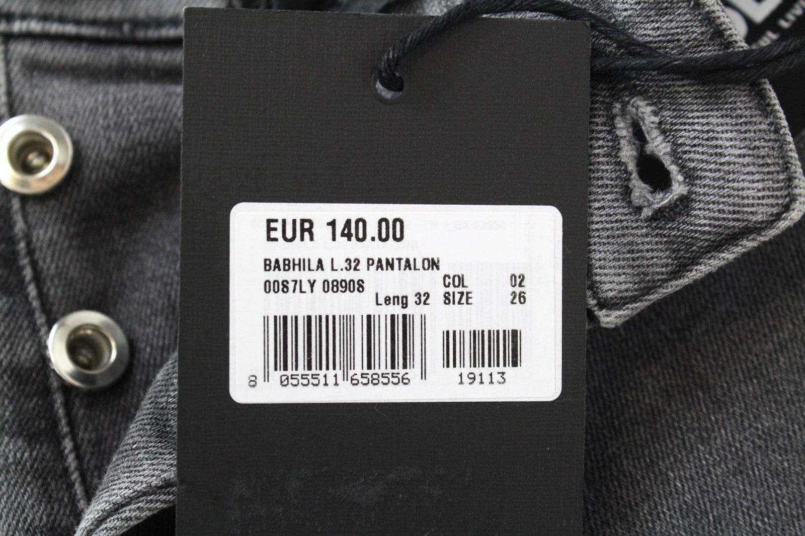 DIESEL Babhila 0890S Women Jeans W26/L32 Slim-Skinny Fit Grey Cotton Stretch