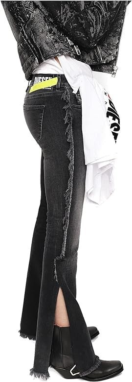 DIESEL D-Ebbey-F 081AH Women Jeans W23/L32 Bootcut Dark Grey Cotton Stretch
