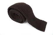 SUITSUPPLY Men Tie ~150 x 6 cm Knitted Squared-End Classic Brown Pure Wool