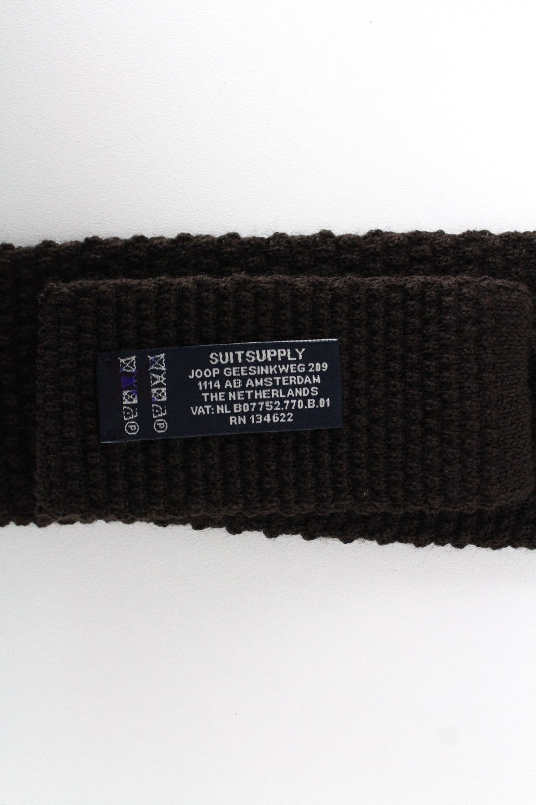 SUITSUPPLY Men Tie ~150 x 6 cm Knitted Squared-End Classic Brown Pure Wool