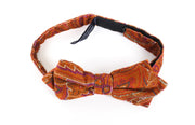 SUITSUPPLY Men Bowtie ~49 cm Orange Pure Cotton Patterned Butterfly Formal